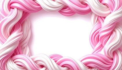 Fototapeta premium Beautiful pink and white swirly border design with empty space