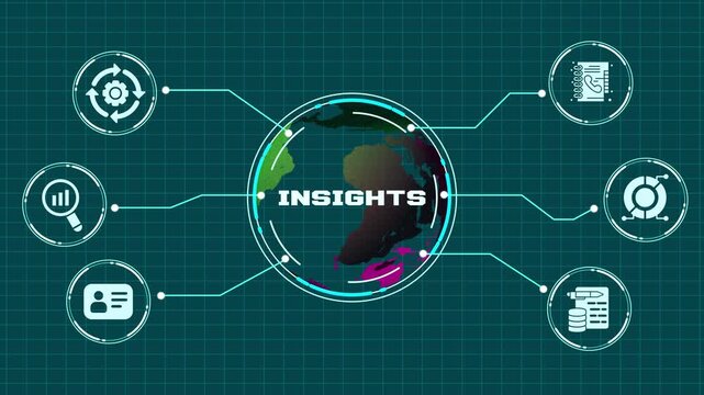 Business insights and analytics concept with global data visualization, strategic intelligence and enterprise decision support.