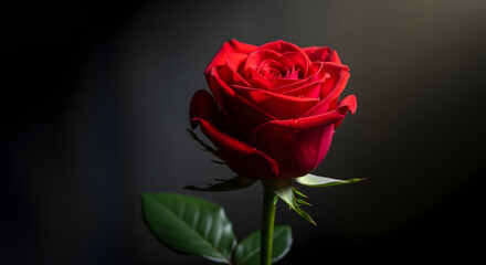 Velvet Red Rose in Dramatic Lighting
Close-Up of Velvety Red Rose against Dark Backdrop
Blooming Red Rose with Rich Texture and Leaves
Intense Rose Portrait: Deep Red Petals
Classic Romantic Red Rose 