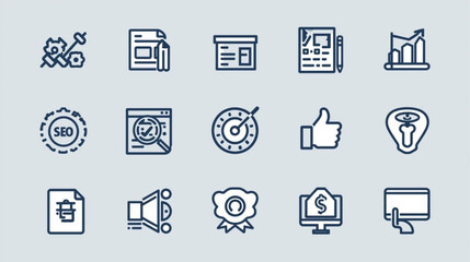 Fototapeta premium Modern business icons for marketing and finance strategies