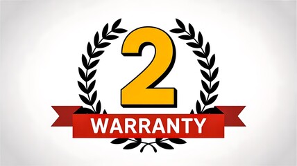 Obraz premium Two year warranty badge with laurel wreath design 