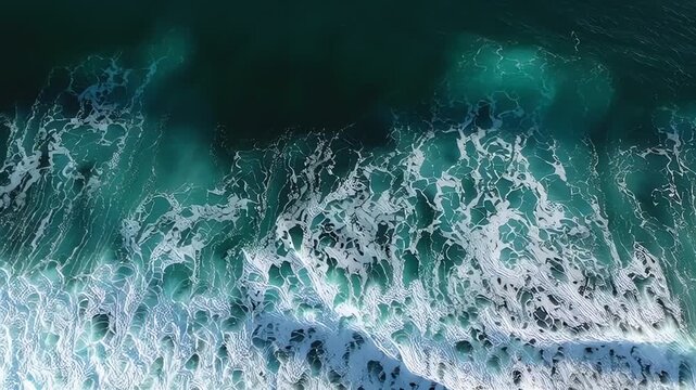Ocean waves crashing on rocky shoreline.