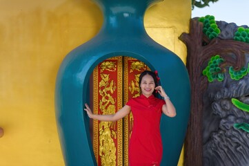 Celebrating New Year in Traditional Fashion with Joyful Smiles