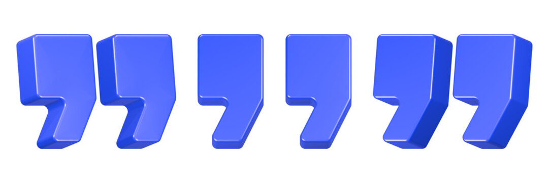 quotes icon 3d render blue color