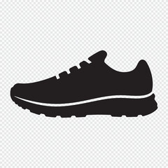 Running shoe icon, sneaker silhouette. Vector symbol for sport, fitness, and active lifestyle.