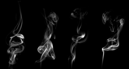 Abstract white smoke isolated on black background, flowing vertical wisps creating elegant motion and mystery. Minimal dramatic concept ideal for creative design, cinematic visuals luxury branding. © ภัทรชัย รัตนชัยวงค์