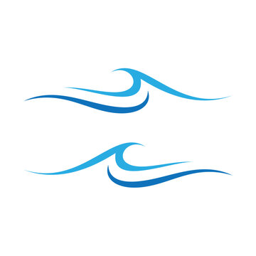 Minimalist wave logo vector featuring a smooth flowing curved line that resembles an ocean wave, symbolizing movement, water, and harmony, isolated on white background.