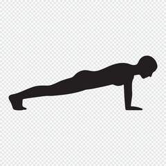 Man Doing Push Up Exercise Silhouette Icon