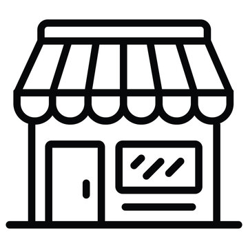 Store line icon design. Grocery store symbol. Shop outline vector illustration. 
