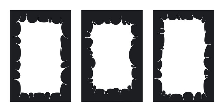 Bubble cloud frames. Abstract puffy cloud borders, contemporary organic figures flat vector illustration set. Cartoon chubby frames on white
