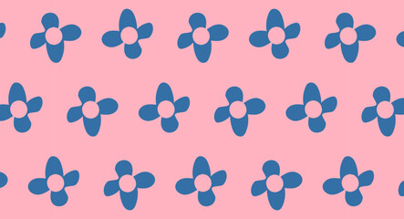 Hand-drawn cute blue flower pattern. Vector background for wrapping paper, textiles, and prints