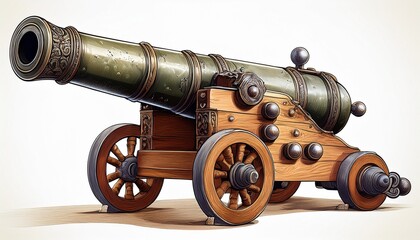 cannon on wheels isolated on white created with generative ai