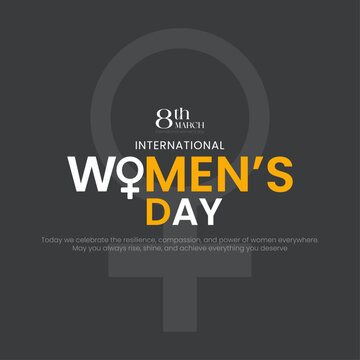 International Women&rsquo;s Day Poster with Feminist Symbol and Typography Women&rsquo;s Day March 8 design, vector illustration.