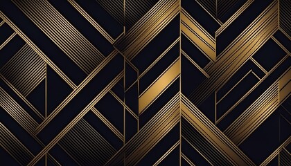 flat geometric pattern in black with fine golden lines created with generative ai