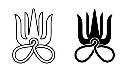 Minimalist abstract trident and crown icons representing strength and elegance in a vector format, suitable for modern branding, logo design, and creative identity projects with clean lines.