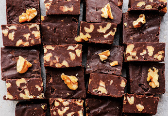 Chocolate fudge with walnuts..top veiw