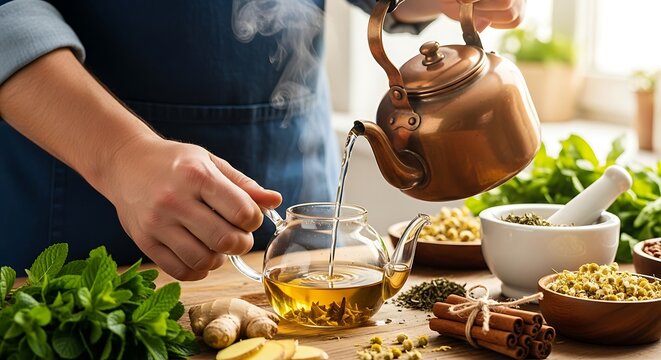 Infusing Herbal Tea with Aromatic Ingredients for Wellness Elixir