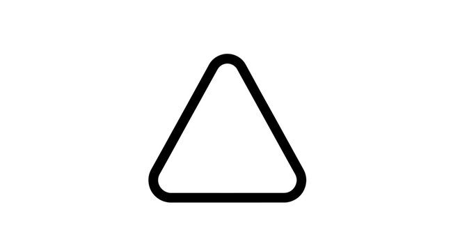 A simple, bold black outline of a rounded triangle on a white background.