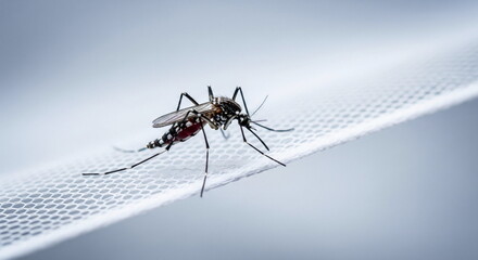 Mosquito on white mosquito wire mesh,net.Mosquito disease is carrier of Malaria, Zica Virus, Fever © SILVIA MAQQ