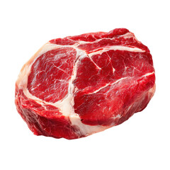 Fresh Raw Rib Eye Steak Isolated on Checkered Background