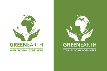 ecology earth planet globe icons isolated on white and green background