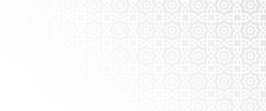 Islam pattern overlay abstract mubarak ornament design and arabesque background. Ramadan arab shadow muslim texture and eid white art. Geometry bg with minimal light star or lantern element.