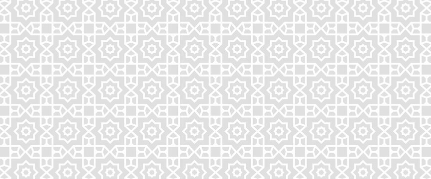 Islam pattern overlay abstract mubarak ornament design and arabesque background. Ramadan arab shadow muslim texture and eid white art. Geometry bg with minimal light star or lantern element.