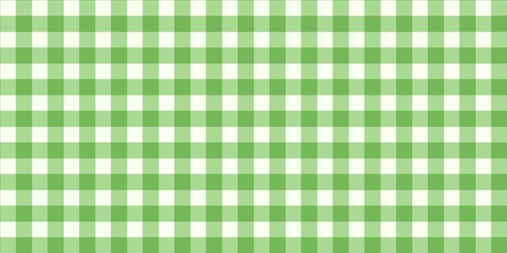 Green gingham checkered pattern background. Seamless classic plaid texture for picnic blankets, tablecloths, fabric design, and spring backgrounds.