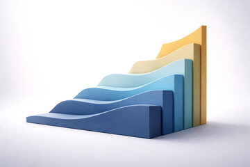 Abstract Blue to Yellow Gradient Wave Platforms on White