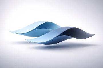 Abstract Blue Wave Forms on White Background