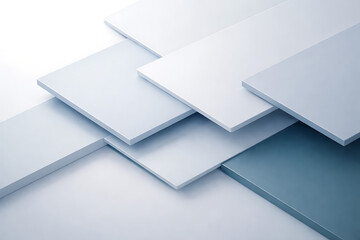 Abstract Blue and White Rectangular Planes Arrangement