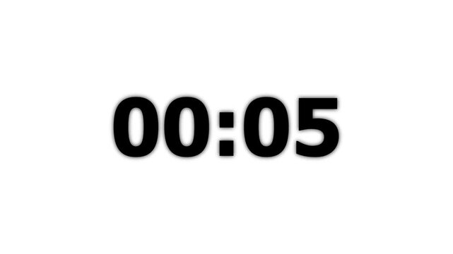 Digital Countdown timer one minute animation from 0 to 10 seconds on transparent background. 10 second timer clock animation. Countdown video with alpha channel.