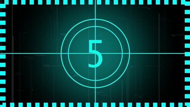 Movie countdown frame with number 10 - 0 suitable for film industry promotional material. Countdown movie from 10 to 0 number. Old film countdown.