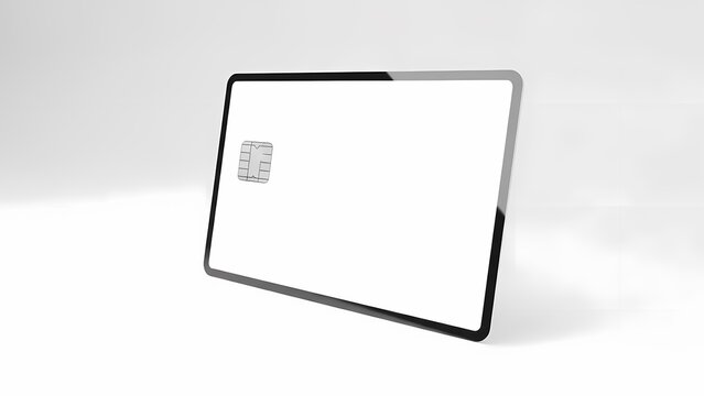 Minimalist white credit card with chip on white background