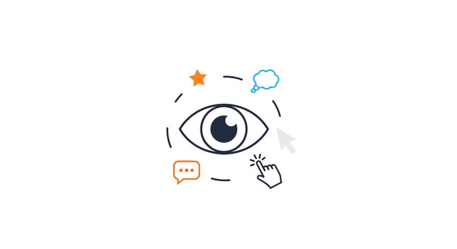 Eye with icons around it.
