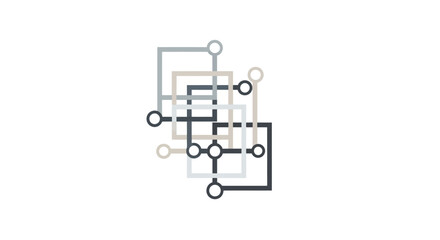 Geometric shapes connected lines diagram.