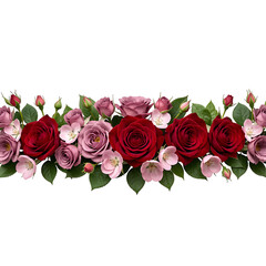Obraz premium A beautiful floral bouquet of red and pink rose blossoms makes a romantic gift for a Valentine anniversary or wedding, featuring a colorful bunch of petals symbolizing love and natural beauty