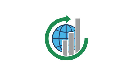 Global Business Growth Chart Icon Symbol.