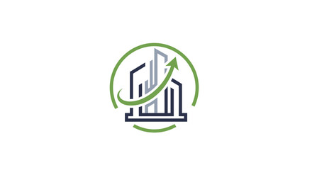 Graph with upward trending arrow icon.