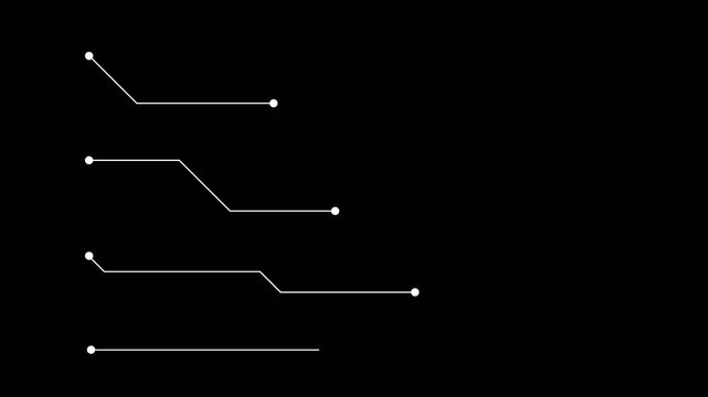 Animated callout lines for text isolated on black background. HUD data interface elements. 4k video