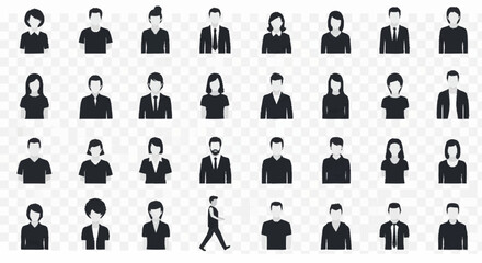 Collection of diverse people icons representing different genders and professions.