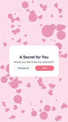 Pink Valentine's Day Proposal Background with Floating Hearts and Buttons