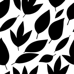 Seamless tropical leaf silhouette vector pattern background design