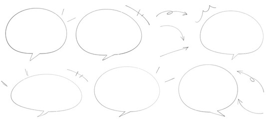 細い鉛筆で書かれた、手描きのふきだしと矢印のセット