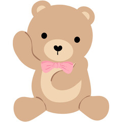 Obraz premium Cute Teddy Bear Illustration with Pink Bow