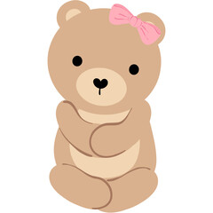 Fototapeta premium Cute Teddy Bear Illustration with Pink Bow