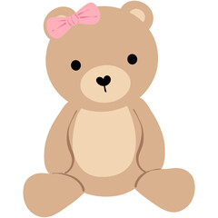 Fototapeta premium Cute Teddy Bear Illustration with Pink Bow