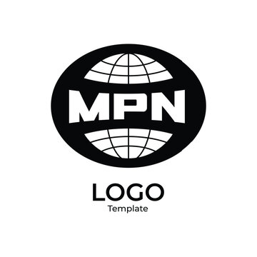 Minimalist Globe MPN Text Company Brand Identity Shape Logo Template