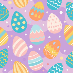 Seamless pastel Easter pattern with abstract shapes inspired by eggs