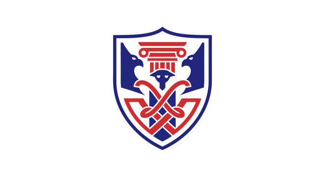 Shield with crest and emblem.